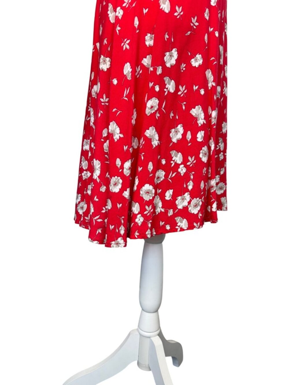 Free People Red Floral Print Keyhole Back Dress 10 Travel Comfort Light Dining - Picture 4 of 16